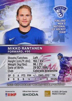 2023 BY Cards IIHF World Championship #179 Mikko Rantanen Back