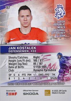 2023 BY Cards IIHF World Championship #187 Jan Kostalek Back