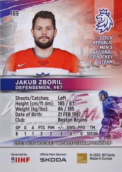 2023 BY Cards IIHF World Championship #189 Jakub Zboril Back
