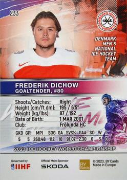 2023 BY Cards IIHF World Championship #233 Frederik Dichow Back