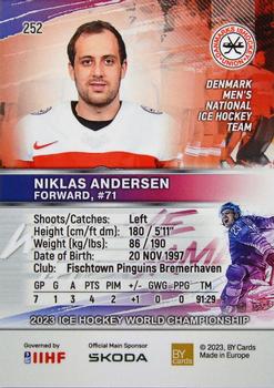 2023 BY Cards IIHF World Championship #252 Niklas Andersen Back