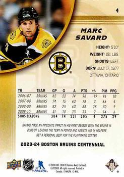 2023-24 Upper Deck Boston Bruins 100th Anniversary Box Set #4 Marc Savard Back