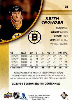 2023-24 Upper Deck Boston Bruins 100th Anniversary Box Set #21 Keith Crowder Back