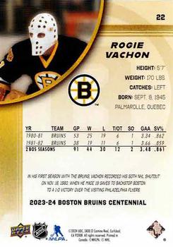 2023-24 Upper Deck Boston Bruins 100th Anniversary Box Set #22 Rogie Vachon Back