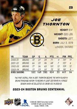 2023-24 Upper Deck Boston Bruins 100th Anniversary Box Set #29 Joe Thornton Back