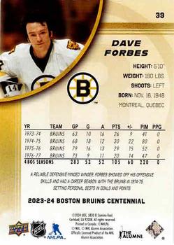 2023-24 Upper Deck Boston Bruins 100th Anniversary Box Set #39 Dave Forbes Back
