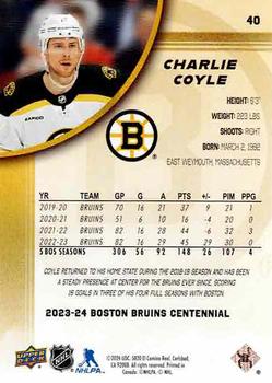 2023-24 Upper Deck Boston Bruins 100th Anniversary Box Set #40 Charlie Coyle Back