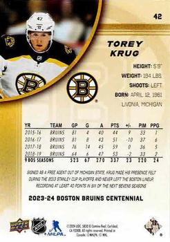 2023-24 Upper Deck Boston Bruins 100th Anniversary Box Set #42 Torey Krug Back