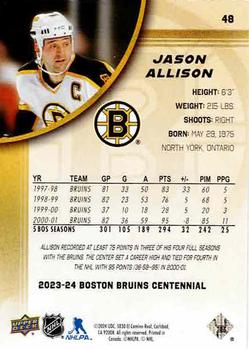 2023-24 Upper Deck Boston Bruins 100th Anniversary Box Set #48 Jason Allison Back