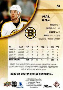 2023-24 Upper Deck Boston Bruins 100th Anniversary Box Set #58 Hal Gill Back