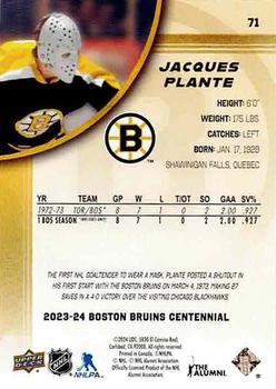 2023-24 Upper Deck Boston Bruins 100th Anniversary Box Set #71 Jacques Plante Back