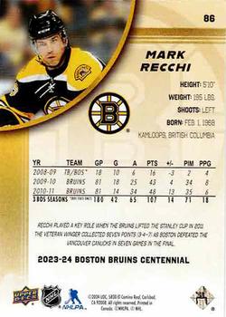2023-24 Upper Deck Boston Bruins 100th Anniversary Box Set #86 Mark Recchi Back