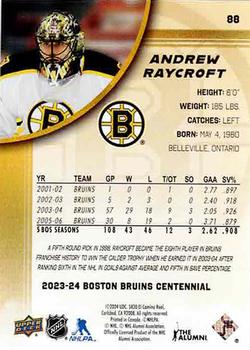 2023-24 Upper Deck Boston Bruins 100th Anniversary Box Set #88 Andrew Raycroft Back