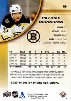 2023-24 Upper Deck Boston Bruins 100th Anniversary Box Set #89 Patrice Bergeron Back