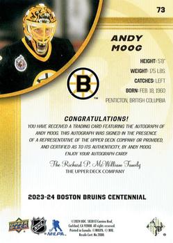2023-24 Upper Deck Boston Bruins 100th Anniversary Box Set - Autographs #73 Andy Moog Back