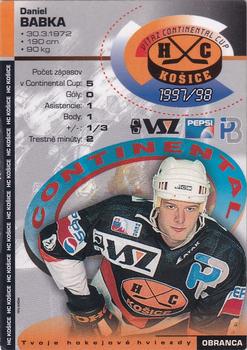 1997-98 HC Kosice IIHF Continental Cup Champions #NNO Daniel Babka Back
