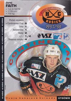 1997-98 HC Kosice IIHF Continental Cup Champions #NNO Juraj Faith Back