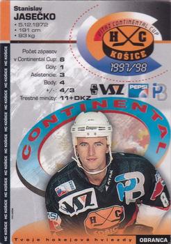1997-98 HC Kosice IIHF Continental Cup Champions #NNO Stanislav Jasečko Back