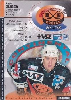 1997-98 HC Kosice IIHF Continental Cup Champions #NNO Pavel Zůbek Back