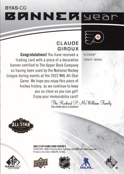 2022-23 SP Game Used - 2022 NHL All-Star Game Banner Year Relics #BYAS-CG Claude Giroux Back