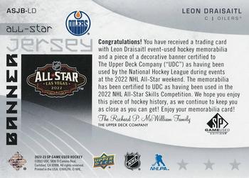 2022-23 SP Game Used - 2022 NHL All-Star Game Jersey/Banner Relics #ASJB-LD Leon Draisaitl Back