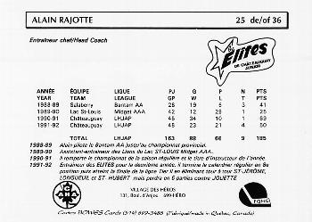 1991-92 Chateauguay Elites #25 Alain Rajotte Back