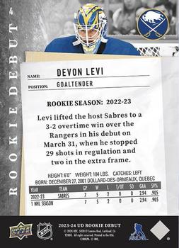 2023-24 Upper Deck Rookie Debut #4 Devon Levi Back