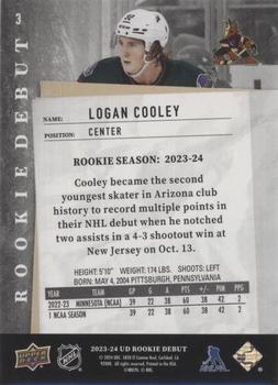 2023-24 Upper Deck Rookie Debut - Blue #3 Logan Cooley Back