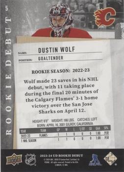 2023-24 Upper Deck Rookie Debut - Blue #5 Dustin Wolf Back