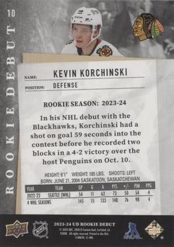 2023-24 Upper Deck Rookie Debut - Blue #10 Kevin Korchinski Back