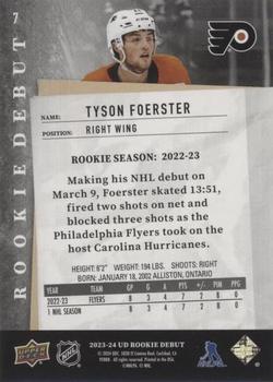 2023-24 Upper Deck Rookie Debut - Red #7 Tyson Foerster Back