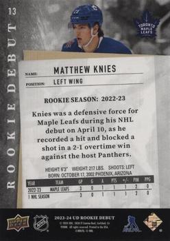 2023-24 Upper Deck Rookie Debut - Red #13 Matthew Knies Back