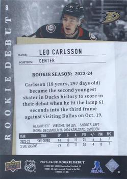 2023-24 Upper Deck Rookie Debut - Black #8 Leo Carlsson Back