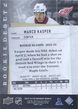 2023-24 Upper Deck Rookie Debut - Black #16 Marco Kasper Back