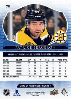 2023-24 Upper Deck Artifacts - Turquoise #78 Patrice Bergeron Back