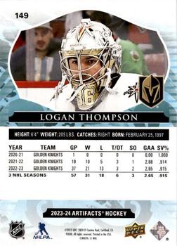 2023-24 Upper Deck Artifacts - Royal Blue #149 Logan Thompson Back