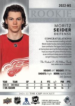 2021-22 Upper Deck The Cup - Rookie Class of 2022 Patch #2022-MS Moritz Seider Back