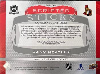 2021-22 Upper Deck The Cup - Scripted Sticks #SS-DH Dany Heatley Back