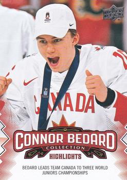 2023-24 Upper Deck Connor Bedard Collection #5 Bedard leads Team Canada to three WJ Championships Front