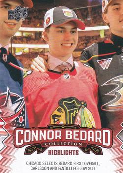 2023-24 Upper Deck Connor Bedard Collection #7 Chicago selects Bedard first overall Front