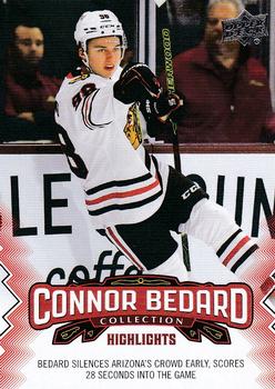 2023-24 Upper Deck Connor Bedard Collection #22 Bedard silences Arizona's crowd early, scores 28 seconds into the game Front