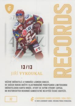 2023 Legendary Cards Rekordy České Extraligy Ledního Hokeje 1994-2021 - Authentic Signature #32 Jiri Vykoukal Back