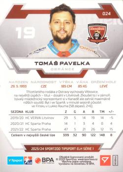 2023-24 SportZoo Tipsport ELH #24 Tomáš Pavelka Back