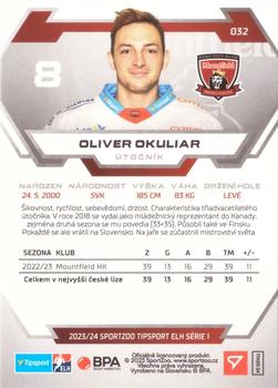2023-24 SportZoo Tipsport ELH #32 Oliver Okuliar Back