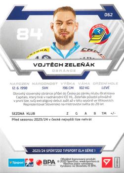 2023-24 SportZoo Tipsport ELH #62 Vojtěch Zeleňák Back