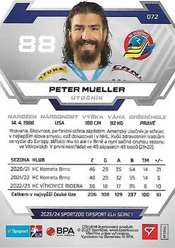 2023-24 SportZoo Tipsport ELH #72 Peter Mueller Back