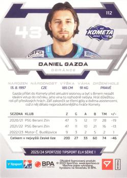 2023-24 SportZoo Tipsport ELH #112 Daniel Gazda Back
