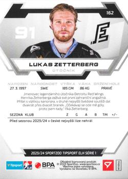 2023-24 SportZoo Tipsport ELH #162 Lukas Zetterberg Back