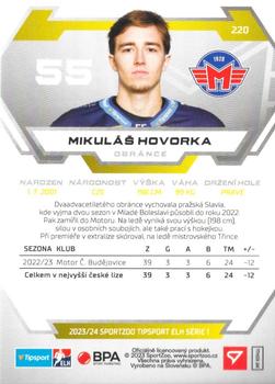 2023-24 SportZoo Tipsport ELH #220 Mikuláš Hovorka Back