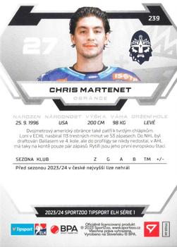 2023-24 SportZoo Tipsport ELH #239 Chris Martenet Back